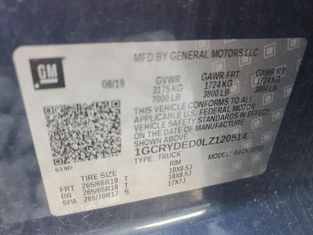 2020 CHEVROLET SILVERADO - 1GCRYDED0LZ120514