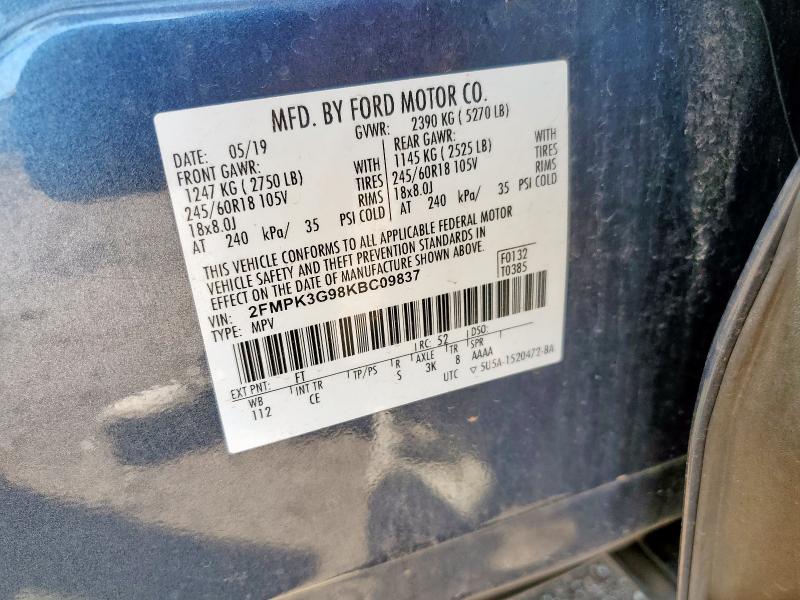 2019 FORD EDGE SE 2FMPK3G98KBC09837
