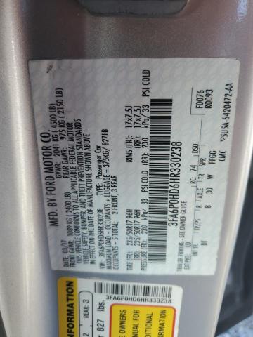 2017 FORD FUSION SE 3FA6P0HD6HR330238