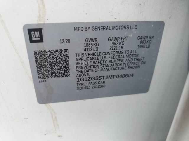 2021 CHEVROLET MALIBU RS 1G1ZG5ST2MF048604