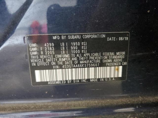 2019 SUBARU IMPREZA 4S3GTAA66K3759607