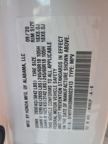 2021 HONDA PILOT EX 5FNYF6H39MB022413
