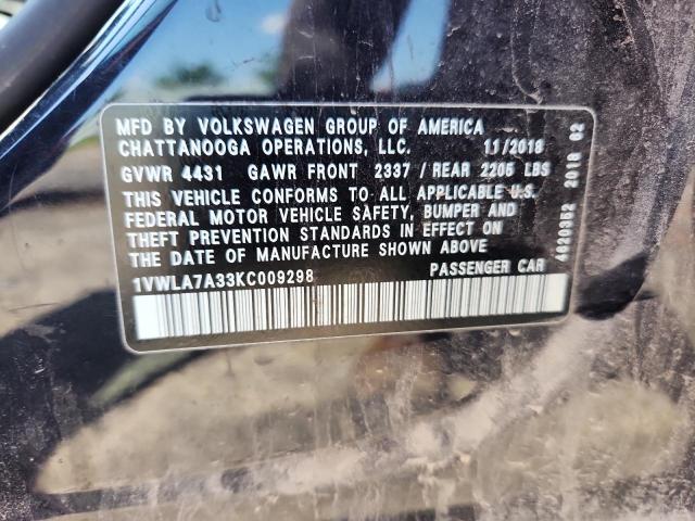 2019 VOLKSWAGEN PASSAT WOL - 1VWLA7A33KC009298