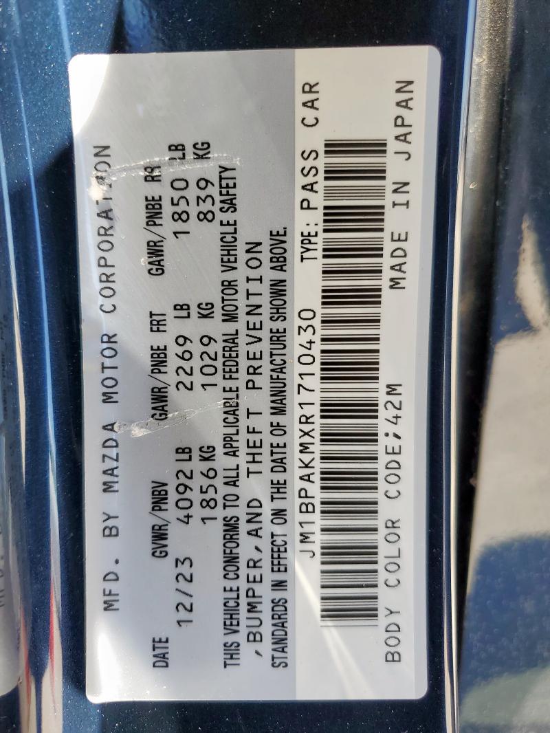 2024 MAZDA 3 SELECT S JM1BPAKMXR1710430