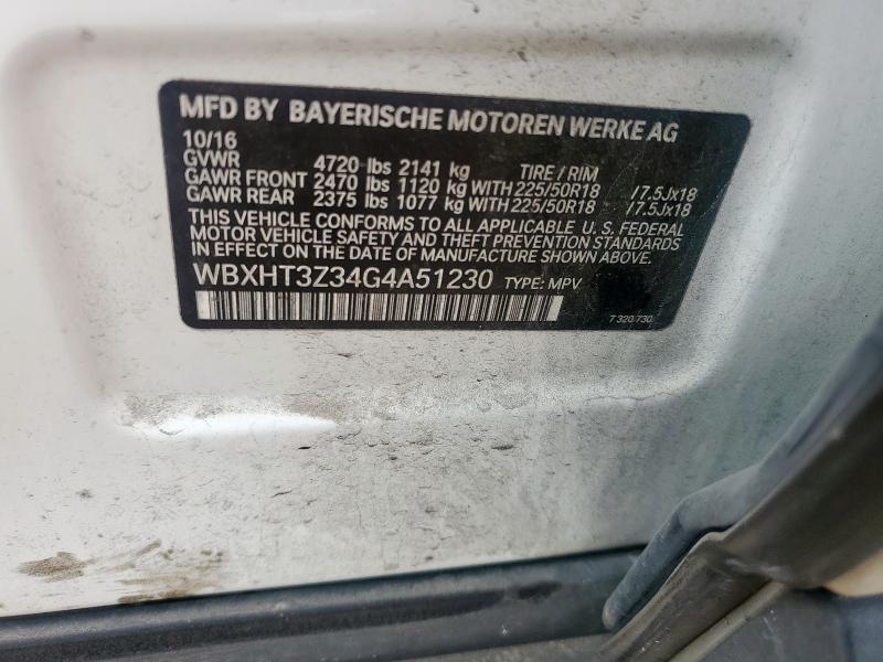 2016 BMW X1 XDRIVE2 WBXHT3Z34G4A51230