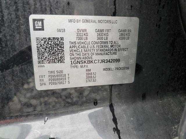 2018 CHEVROLET TAHOE K150 1GNSKBKC7JR342099