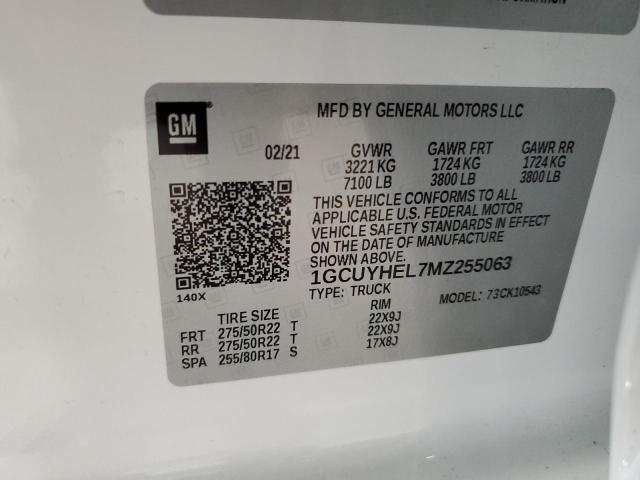 2021 CHEVROLET SILVERADO 1GCUYHEL7MZ255063