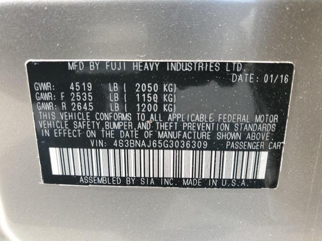 2016 SUBARU LEGACY 4S3BNAJ65G3036309