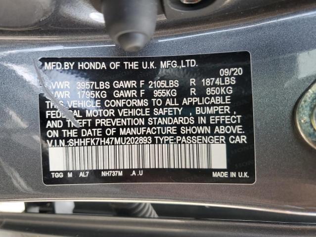 2021 HONDA CIVIC SPOR SHHFK7H47MU202893