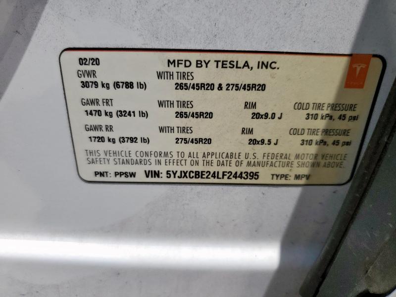 2020 TESLA MODEL X 5YJXCBE24LF244395