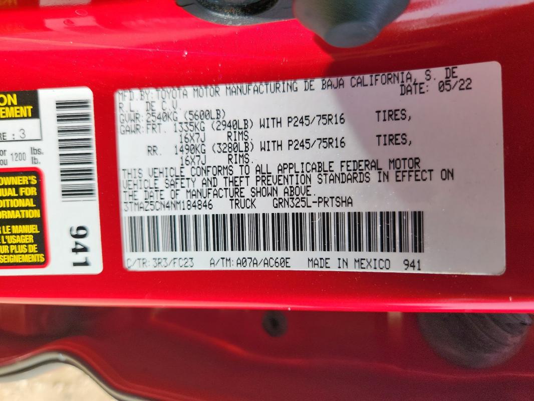 2022 TOYOTA TACOMA DOU 3TMAZ5CN4NM184846