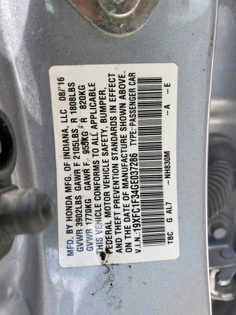 2016 HONDA CIVIC EX 19XFC1F34GE037286