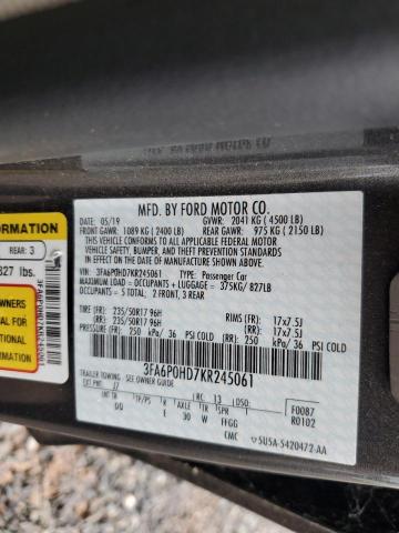 2019 FORD FUSION SE 3FA6P0HD7KR245061