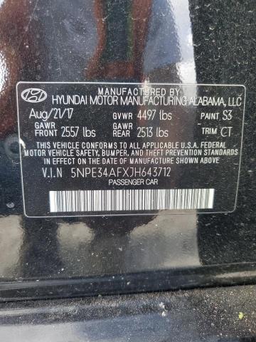 2018 HYUNDAI SONATA SPO 5NPE34AFXJH643712