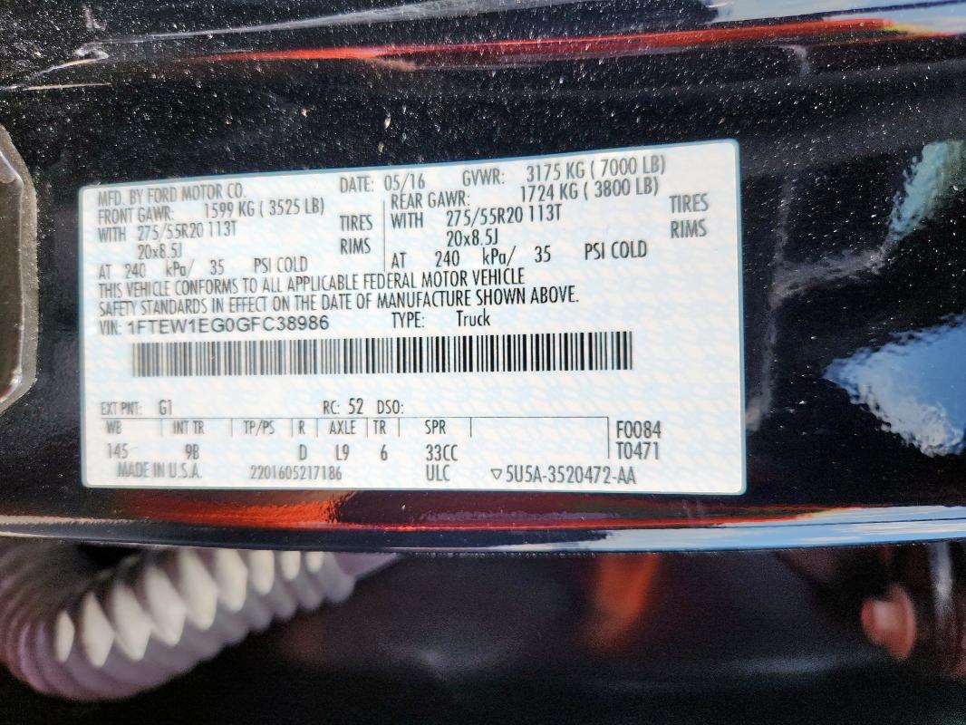 2016 FORD F150 SUPER 1FTEW1EG0GFC38986