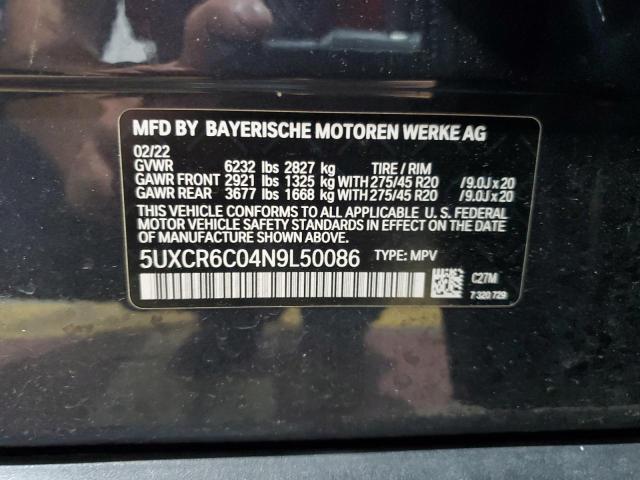2022 BMW X5 XDRIVE4 5UXCR6C04N9L50086