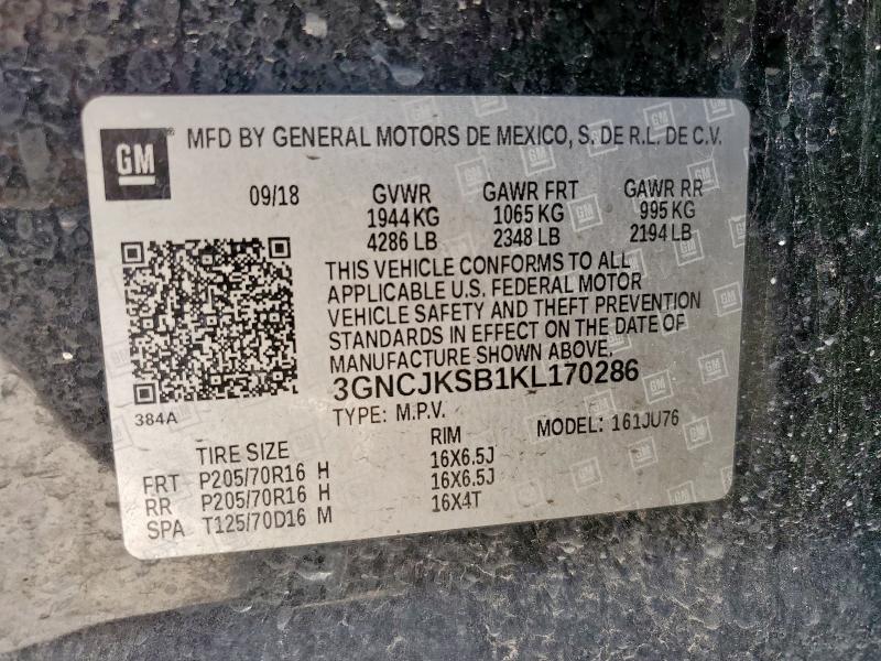 2019 CHEVROLET TRAX LS 3GNCJKSB1KL170286