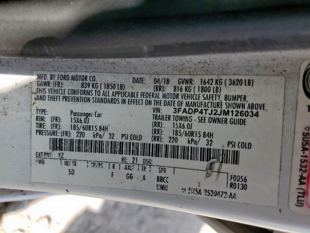 2018 FORD FIESTA S - 3FADP4TJ2JM126034