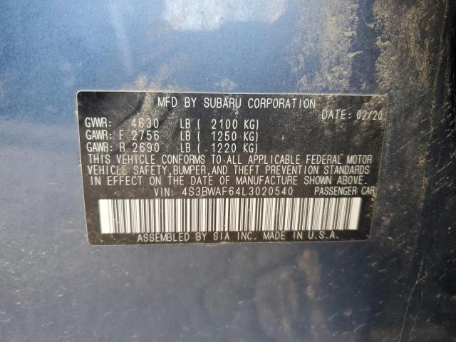 2020 SUBARU LEGACY SPORT 4S3BWAF64L3020540