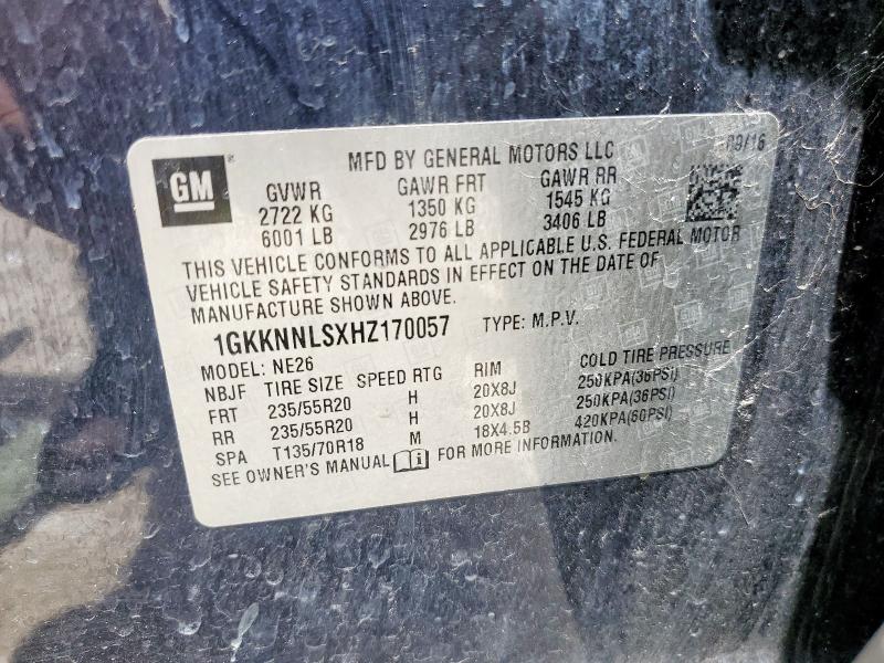 2017 GMC ACADIA SLT 1GKKNNLSXHZ170057