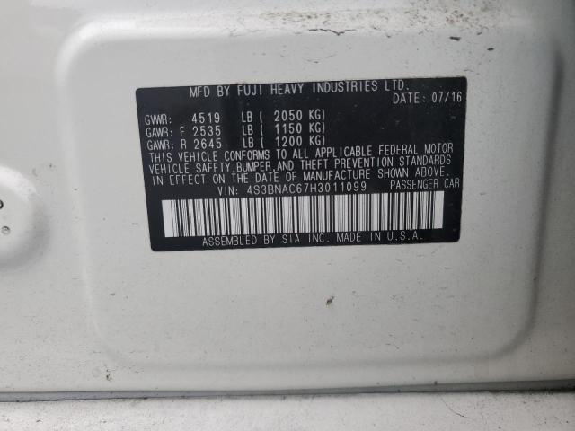 2017 SUBARU LEGACY 2.5 4S3BNAC67H3011099