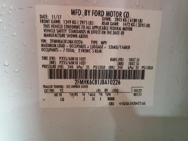 2018 FORD FLEX SEL 2FMHK6C81JBA10226