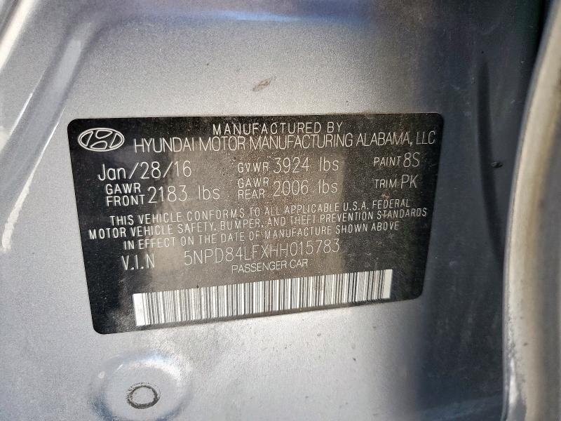 2017 HYUNDAI ELANTRA SE 5NPD84LFXHH015783