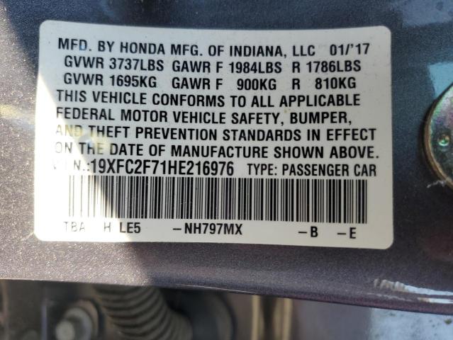 2017 HONDA CIVIC EX 19XFC2F71HE216976
