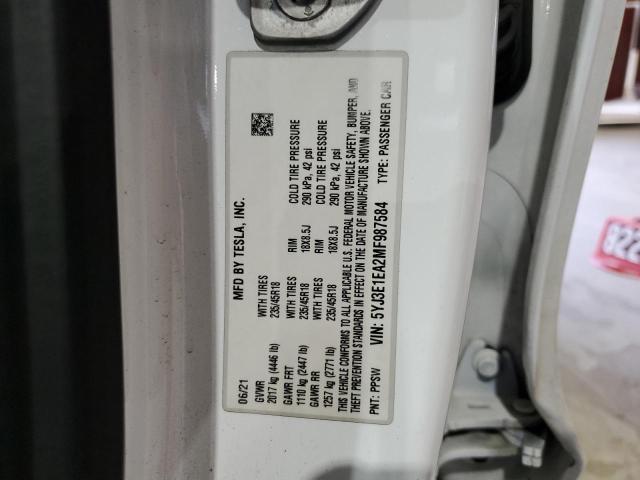 2021 TESLA MODEL 3 5YJ3E1EA2MF987584