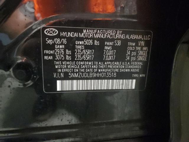 2017 HYUNDAI SANTA FE S 5NMZUDLB9HH013518