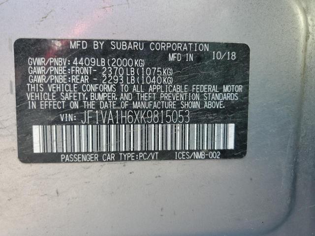 2019 SUBARU WRX LIMITED JF1VA1H6XK9815053