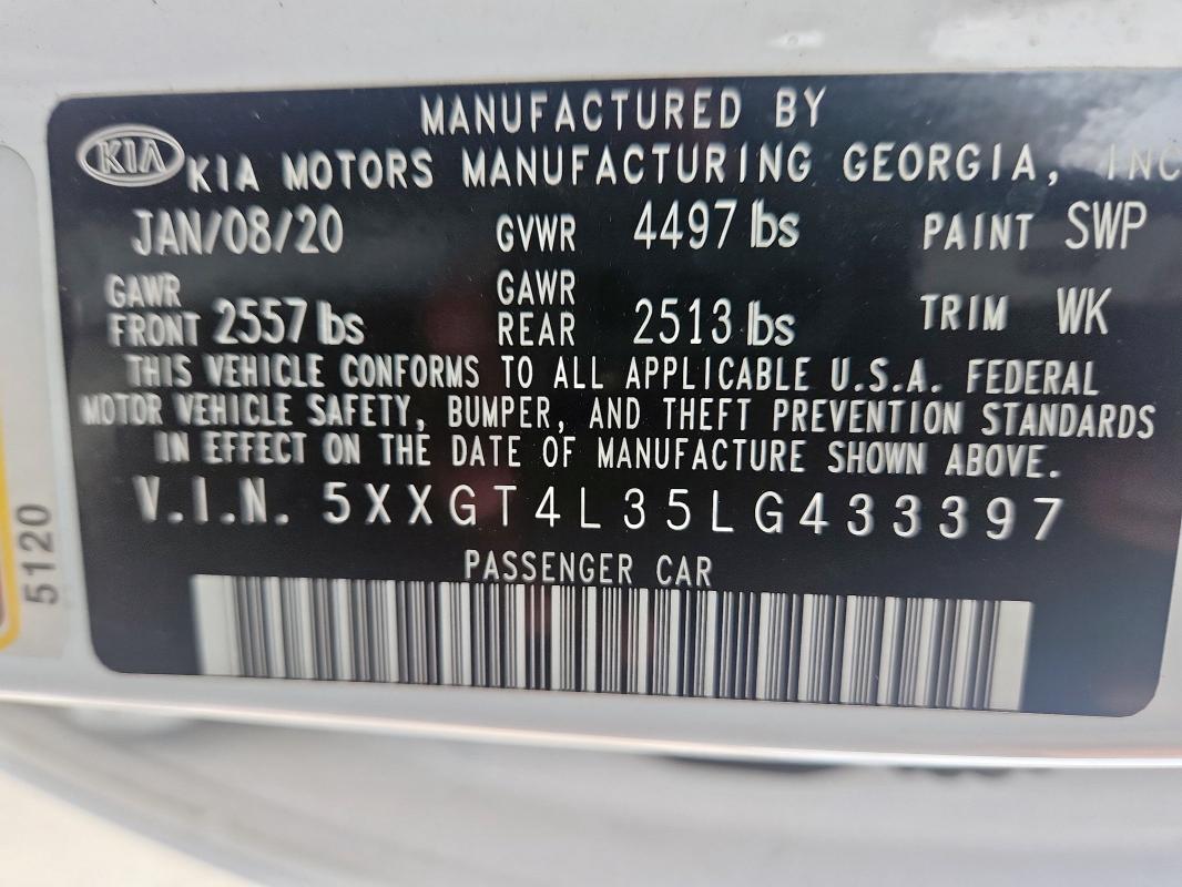 2020 KIA OPTIMA LX 5XXGT4L35LG433397