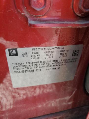 2016 CADILLAC ATS PREMIU 1G6AM5SX9G0118514