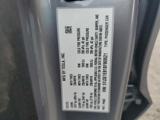 2025 TESLA MODEL 3 5YJ3E1EB1SF969521