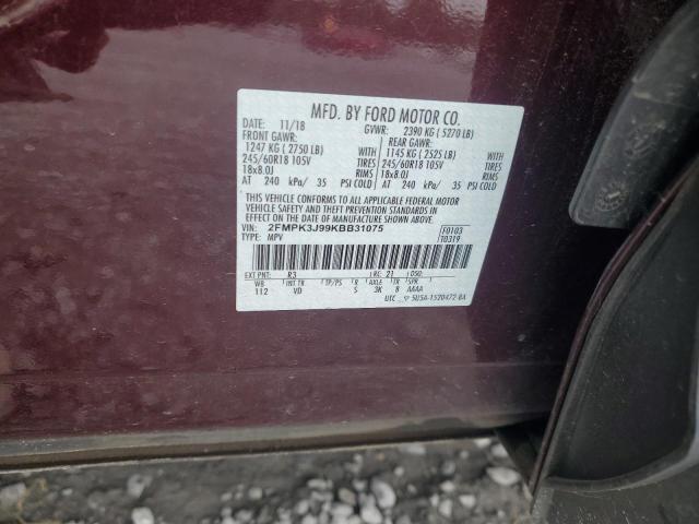 2019 FORD EDGE SEL 2FMPK3J99KBB31075