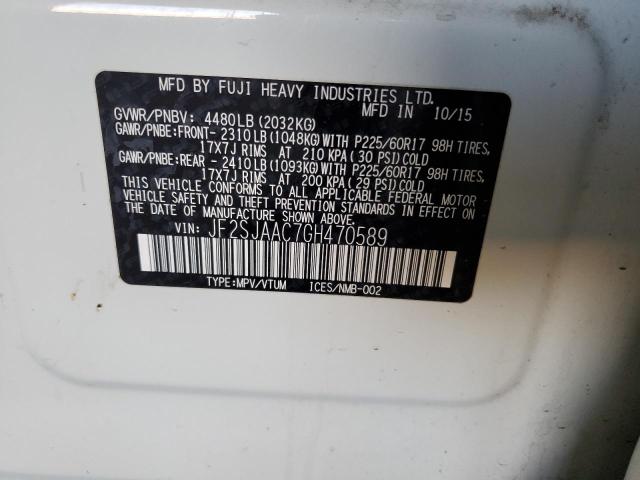 2016 SUBARU FORESTER 2 JF2SJAAC7GH470589