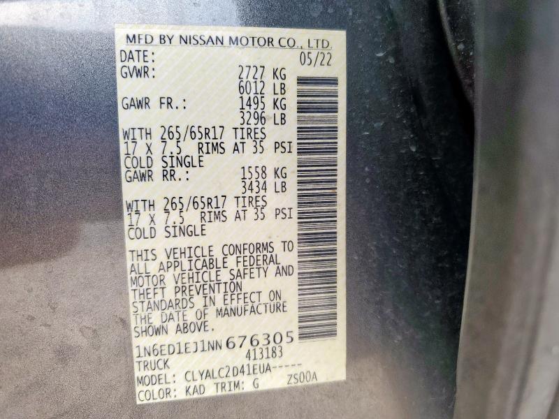 2022 NISSAN FRONTIER S - 1N6ED1EJ1NN676305