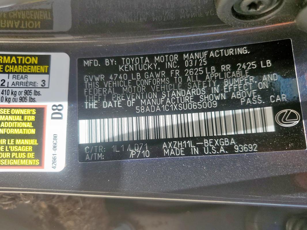 2025 LEXUS ES 300H BA 58ADA1C1XSU065009