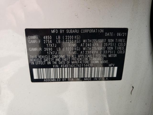 2022 SUBARU OUTBACK PR 4S4BTADC7N3114430