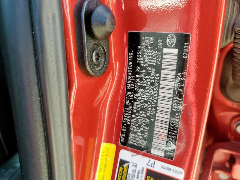 2012 TOYOTA CAMRY BASE - 4T1BF1FK0CU508709