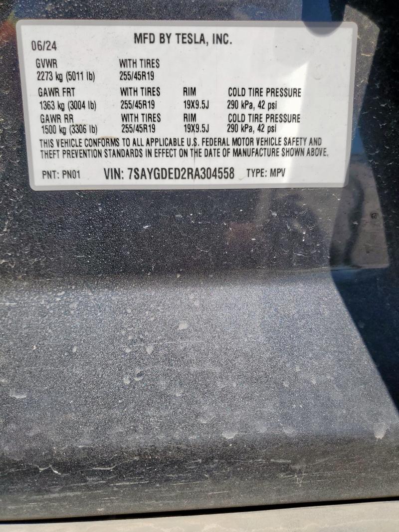 2024 TESLA MODEL Y 7SAYGDED2RA304558