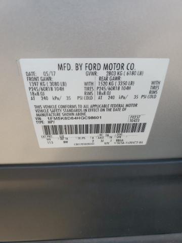 2017 FORD EXPLORER X 1FM5K8D84HGC98601