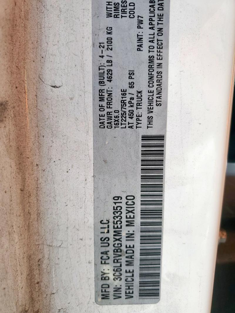 2021 RAM PROMASTER - 3C6LRVBGXME533519