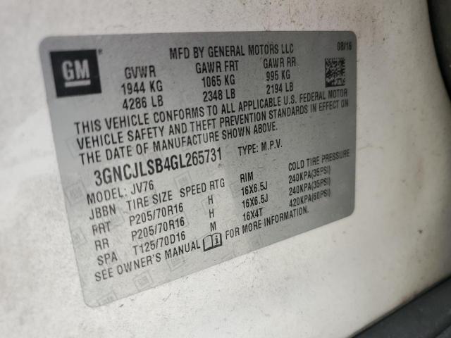 2016 CHEVROLET TRAX 1LT - 3GNCJLSB4GL265731