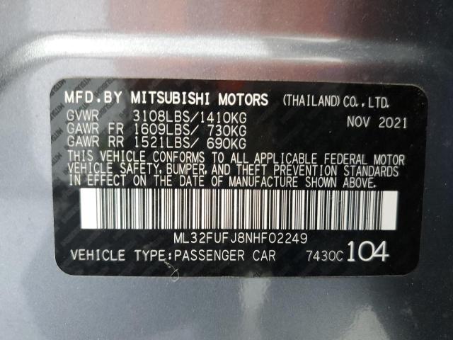 2022 MITSUBISHI MIRAGE G4 ES ML32FUFJ8NHF02249