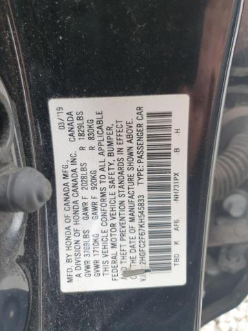 2019 HONDA CIVIC LX 2HGFC2F67KH545833