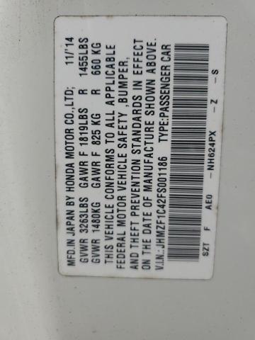 2015 HONDA CR-Z JHMZF1C42FS001186