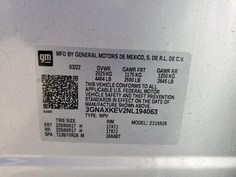 2022 CHEVROLET EQUINOX LT #3303864715