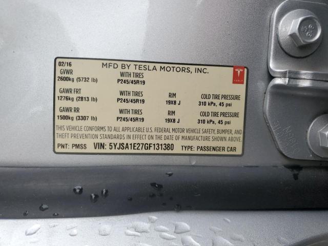 2016 TESLA MODEL S 5YJSA1E27GF131380