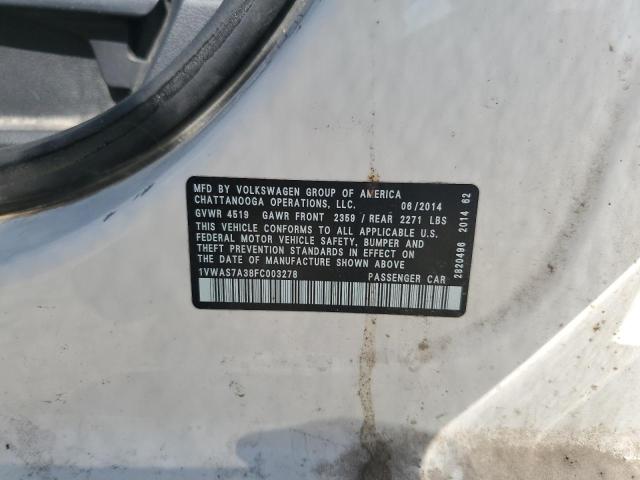 2015 VOLKSWAGEN PASSAT S 1VWAS7A38FC003278